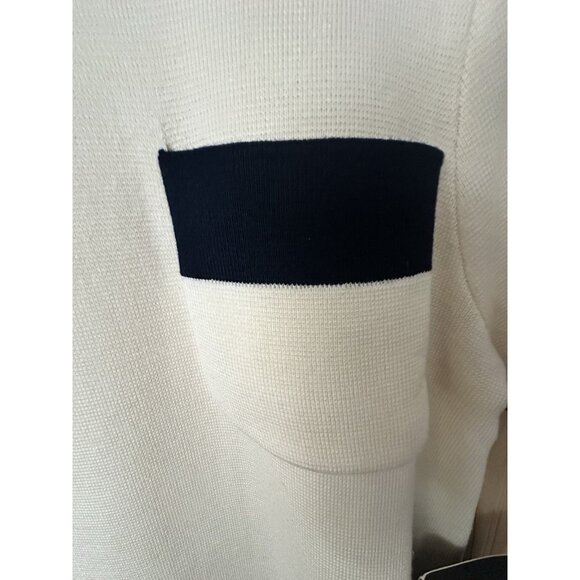 Tuckernuck Women's Merritt Knit Dress Mini Shift Off-White/Navy Pocket Sz S NWT - Picture 5 of 8